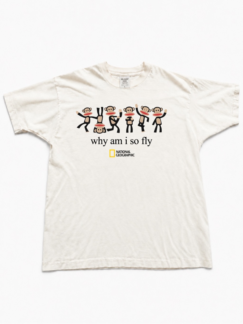 Cream Graphic Tee with Dancing Monkey Print T-shirt